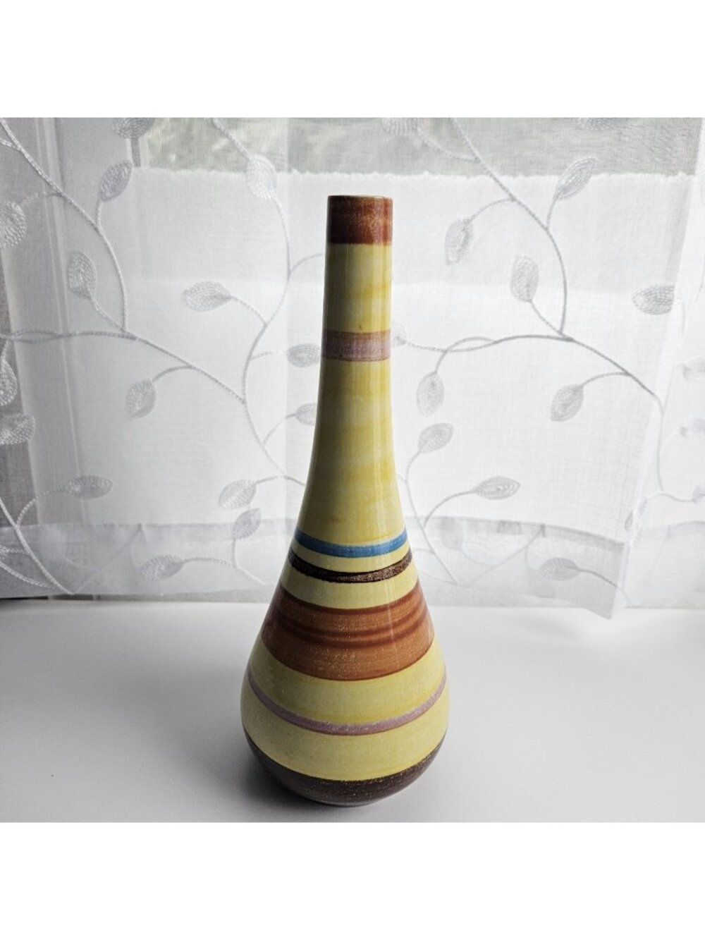VTG Vase Made in Portugal Hand-Painted Secla Pottery MCM 11.5”